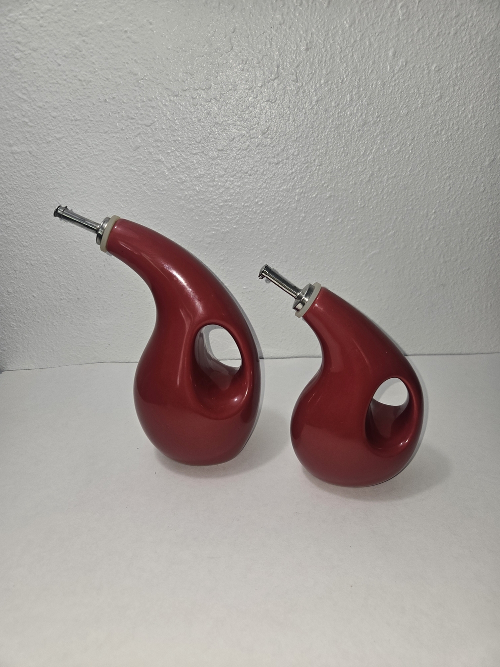 Rachael Ray Red Ceramic Oil & Vinegar Pourer - Set 2